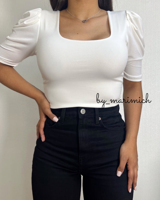 Body dupe zara manga abullonada blanco